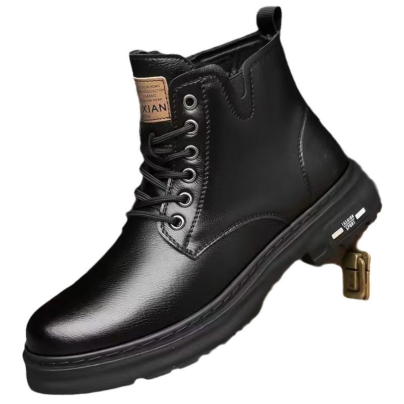 Men's leather boots, lined