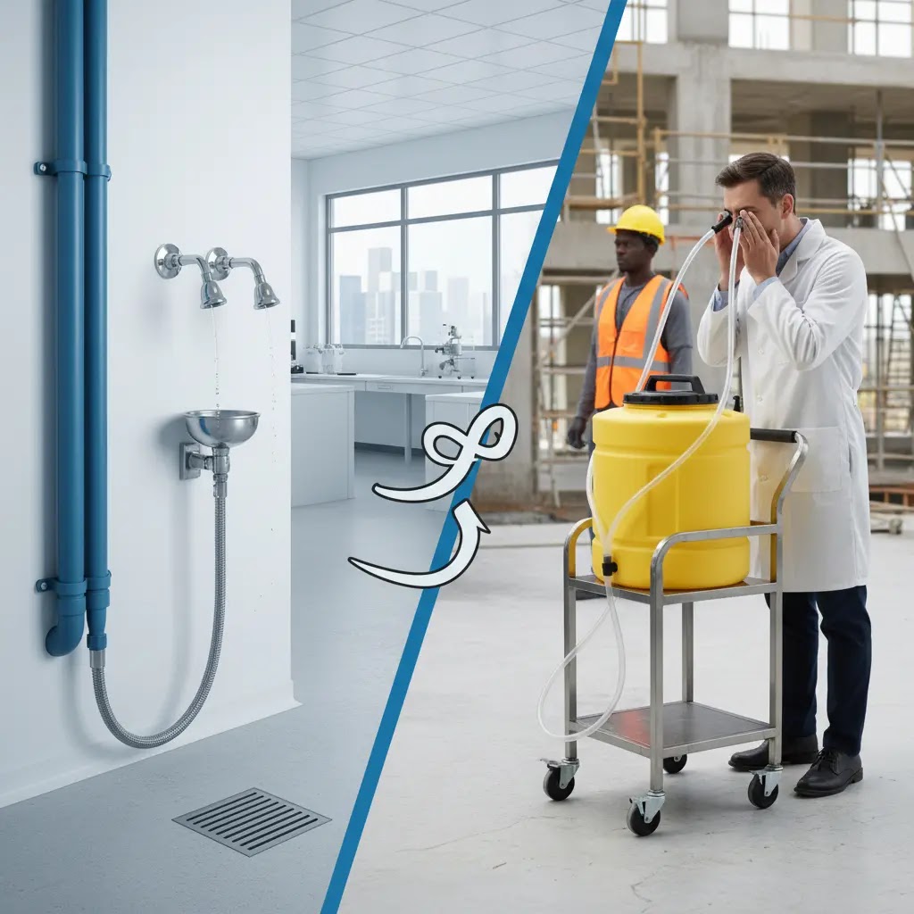 Emergency eyewash station terhubung saluran air vs portable: mana yang lebih baik?