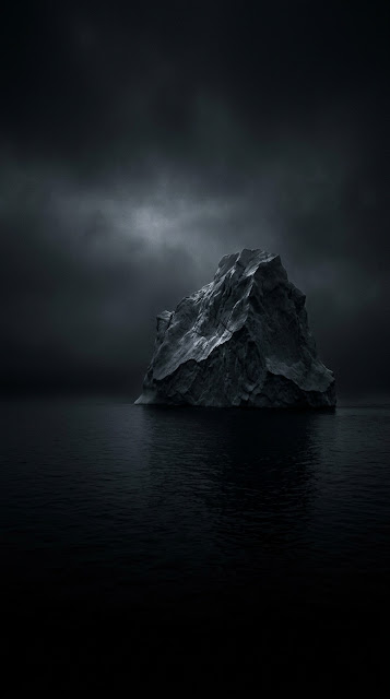 Giant Solitary Iceberg in Moonlit Black Ocean Wallpaper - Free mobile Wallpaper