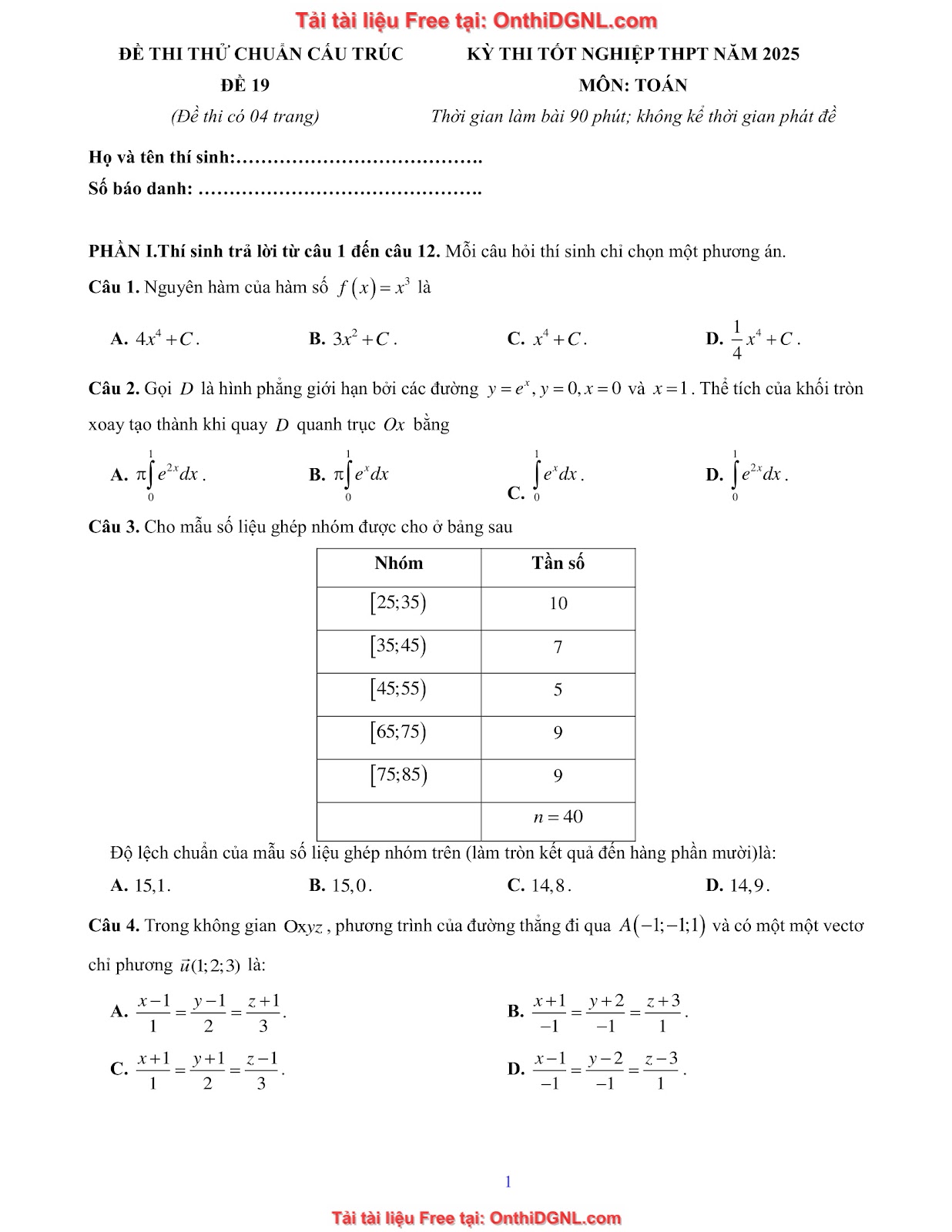 32 đề phát triển minh họa môn toán - có đáp án