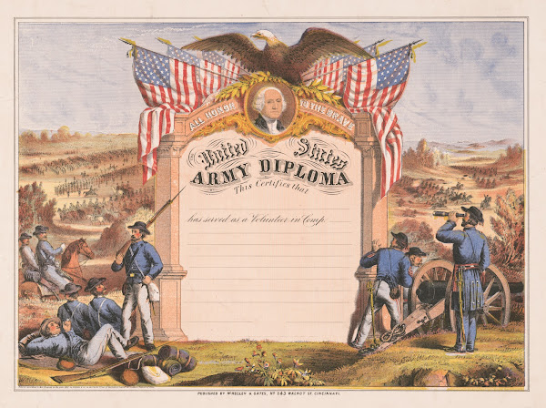 All honor to the brave United States Army diploma 1865