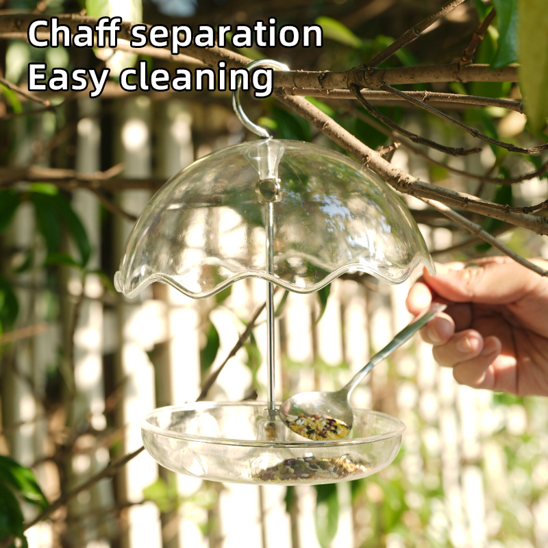 Weatherproof bird feeding station in umbrella design