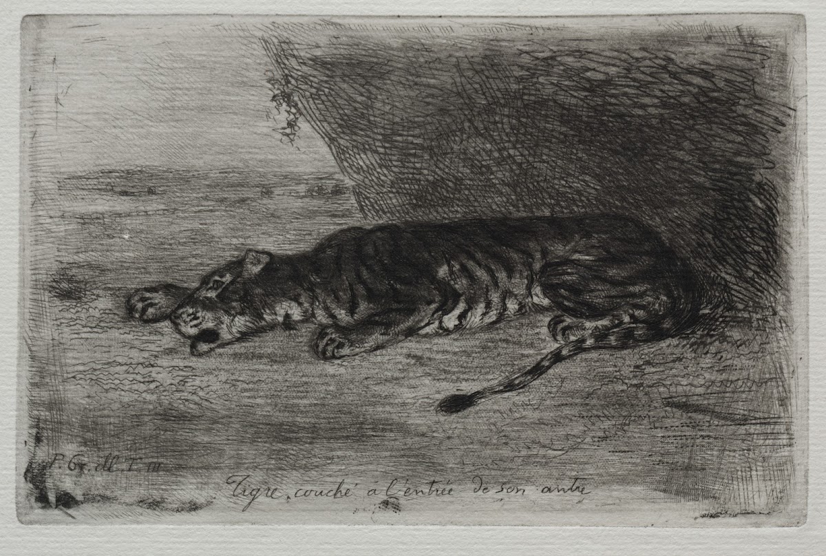 Tiger Sleeping at the Entrance to His Lair c 182830