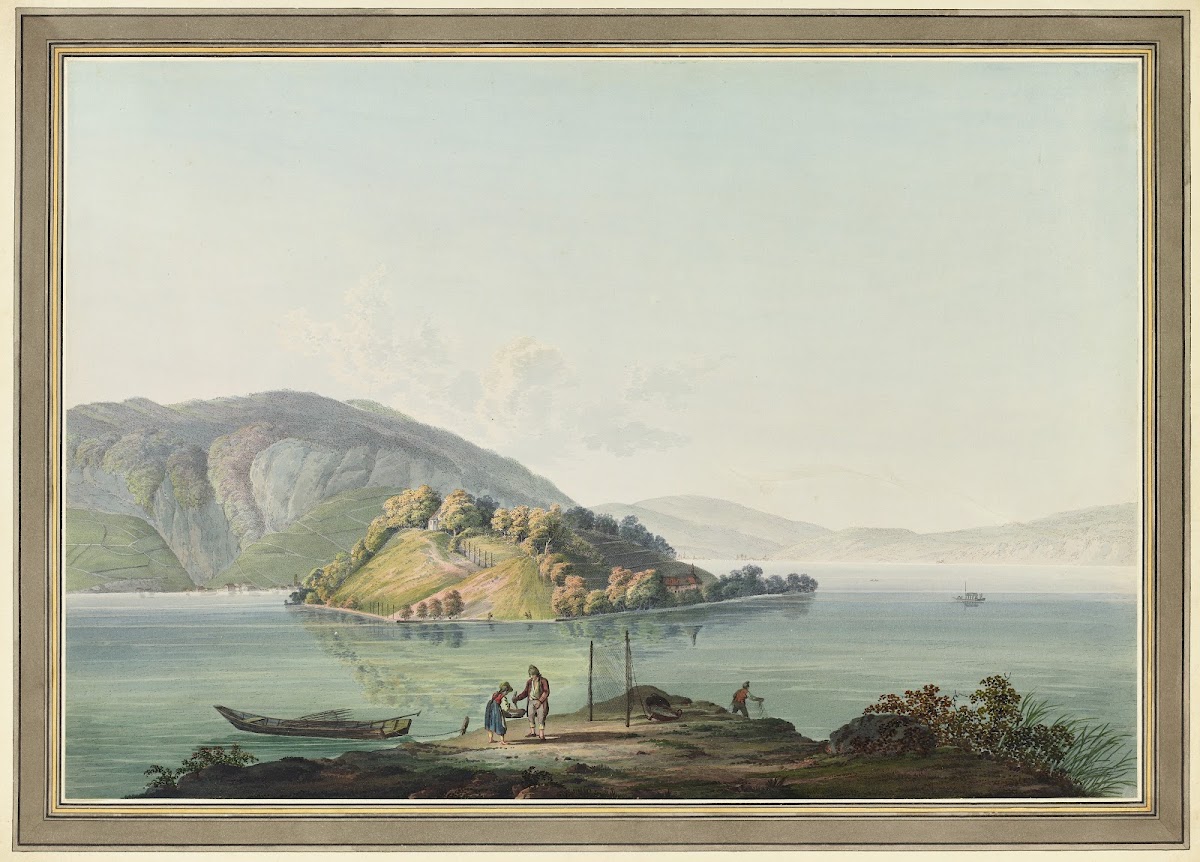 Vue de lIsle St Pierre sur le Lac de Bienne