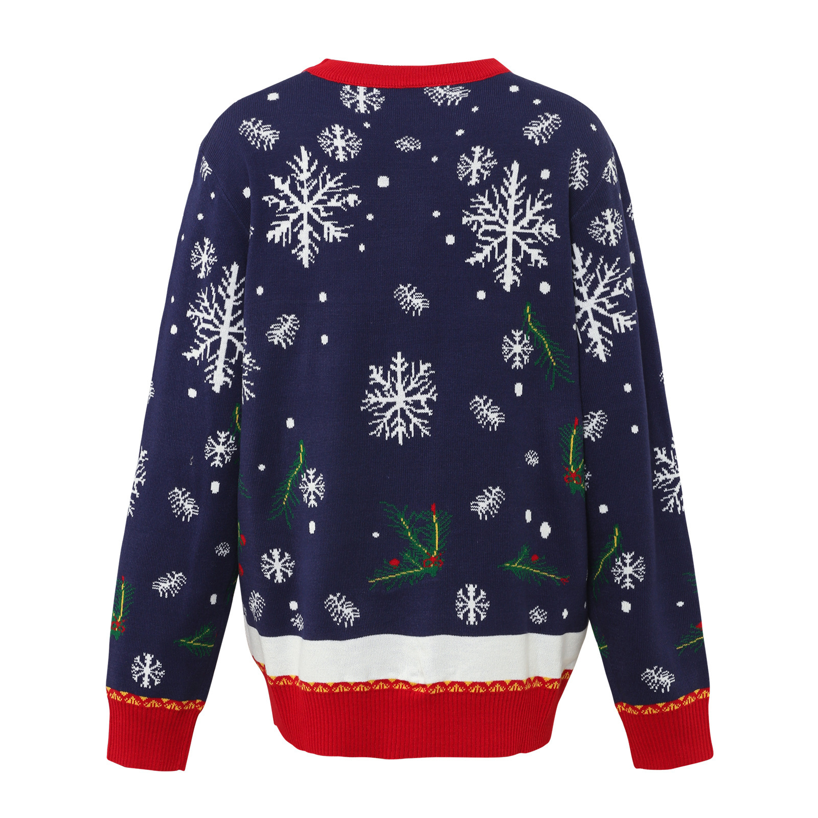 Unisex Christmas Sweater with Reindeer and Tree Jacquard