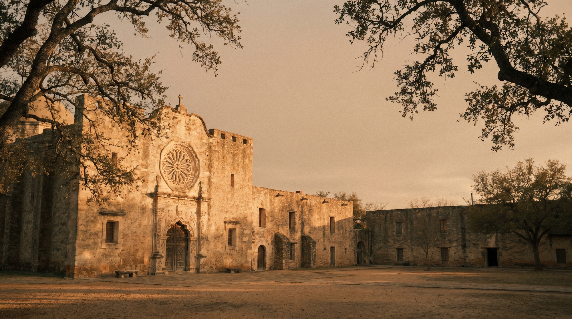 Mission San José in San Antonio at golden hour