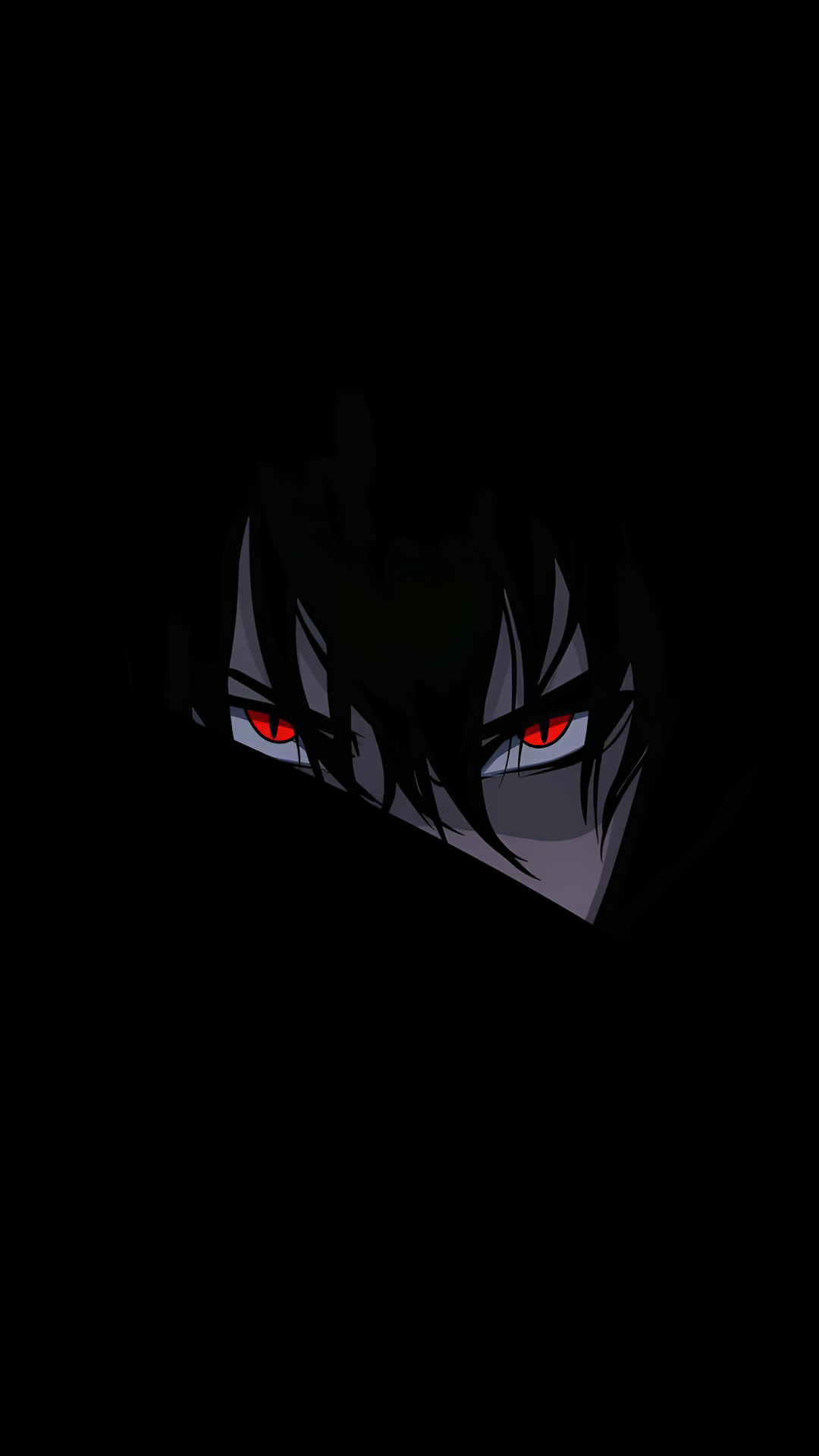 Anime Red Glowing Eyes Dark Minimalist AMOLED Illustration - Free 4K mobile Wallpaper