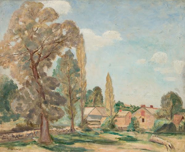 Krajobraz wiejski z drzewami 1921