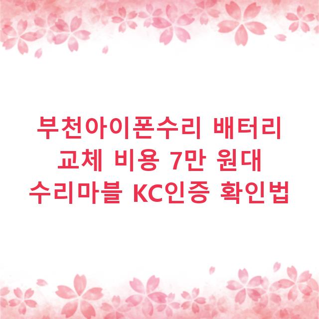 부천아이폰수리 배터리 교체 비용 7만 원대 수리마블 KC인증 확인법