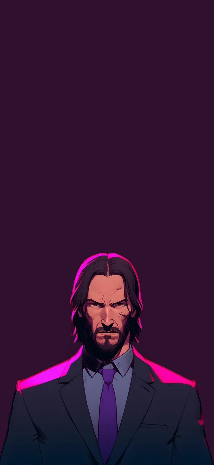 John Wick Neon Portrait - Digital Illustration iPhone Wallpaper (944x2048)