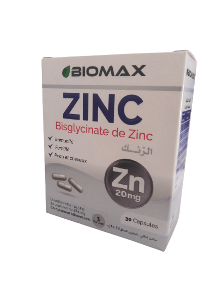 Biomax ZINC Bisglycinate de Zinc 20 mg 30 Capsules