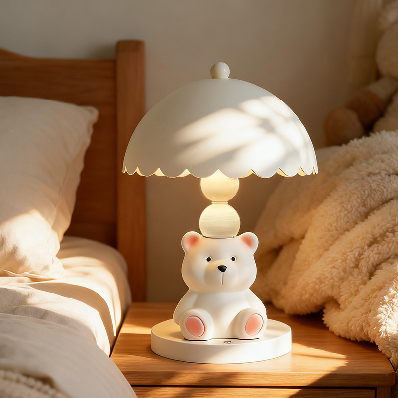 White Bear Table Lamp, Nightstand Lamp