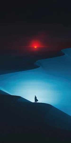 Dunes, Silhouette, Red Sun, Sci-Fi 4K iPhone Wallpaper Background