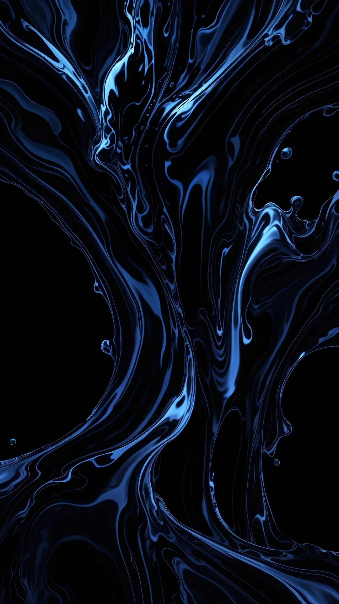 Abstract Blue Liquid Swirl on Black Background - Free 4K mobile Wallpaper