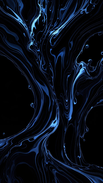 Abstract Blue Liquid Swirl on Black Background - Free mobile Wallpaper