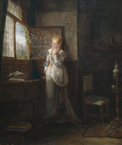 Ein junges Mädchen in Erwartung am Fenster 1872