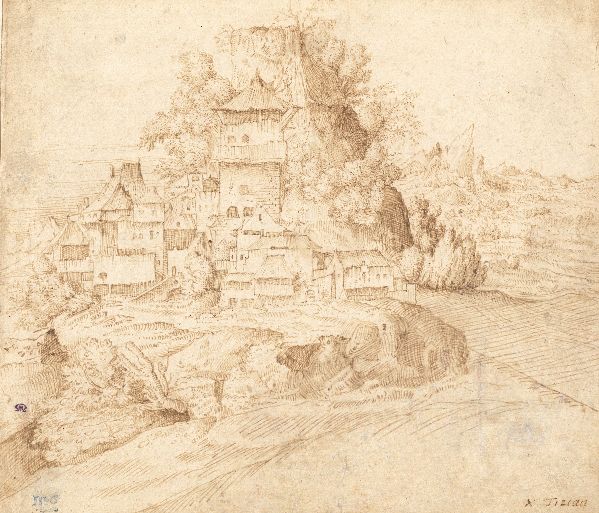 A Village Nestled at the Foot of a Hill recto 1509 1515