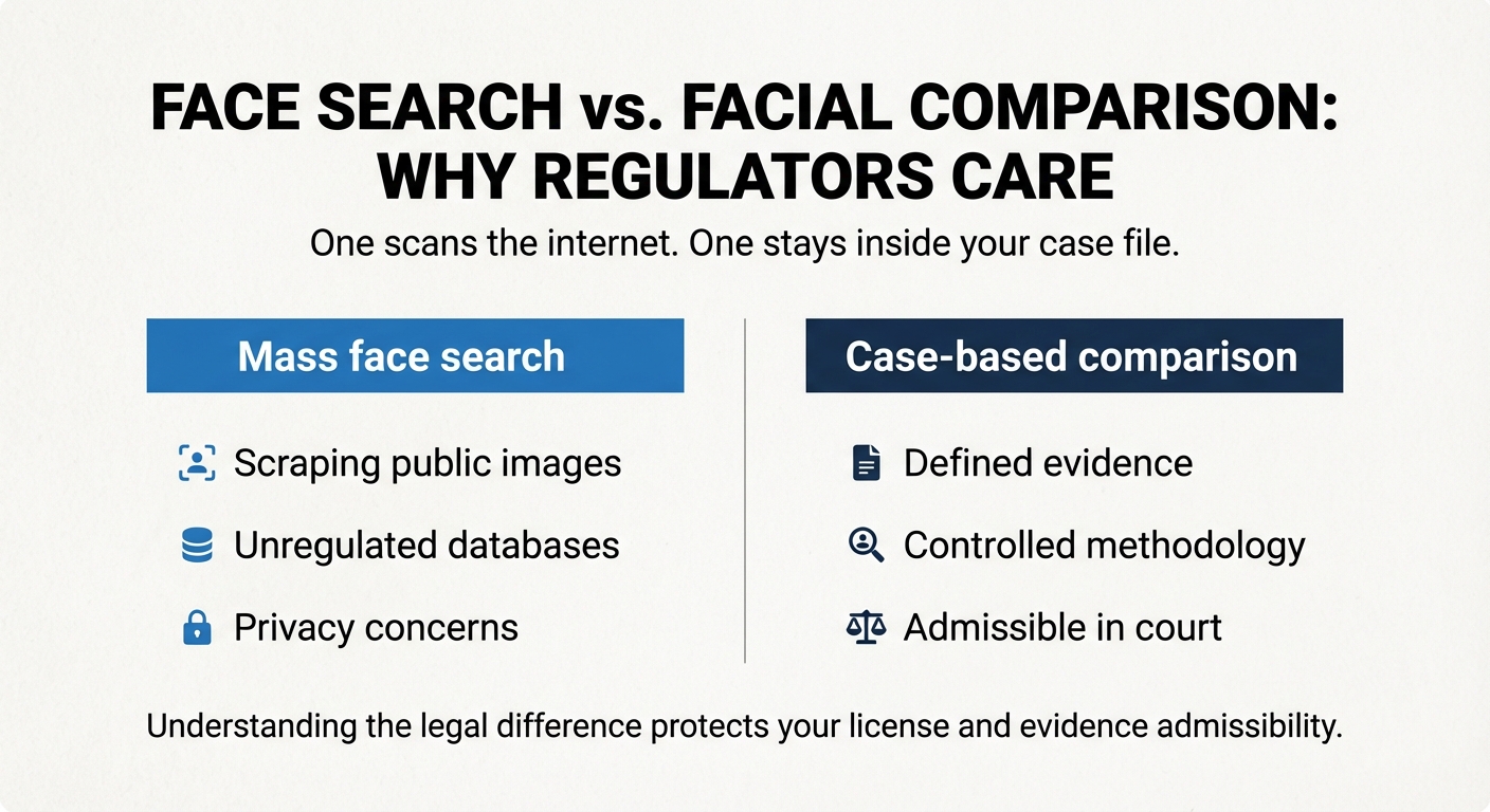 Face Search vs. Facial Comparison: Why the Legal Line Matters