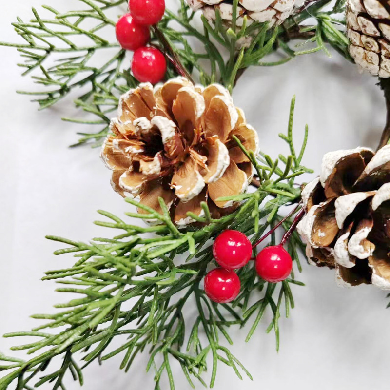 Christmas Candle Wreath with Pine Needles and Berries