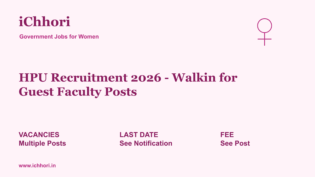 HPU Recruitment 2026 - Walkin for Guest Faculty Posts - iChhori