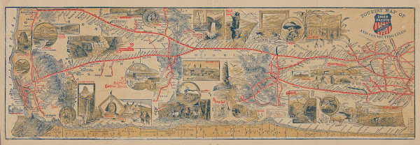 Tourist Map Of Union Pacific And Connecting Lines 1888