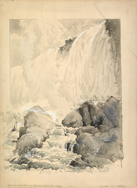 View of the American Falls from below the Cave of the Winds 1893