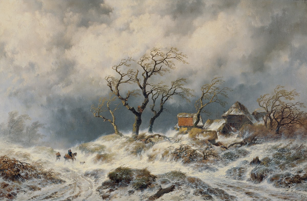 Holländische Winterlandschaft Schneewehen 1870