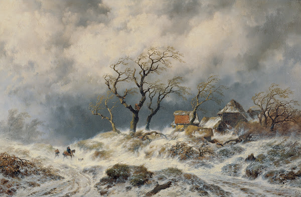 Holländische Winterlandschaft Schneewehen 1870