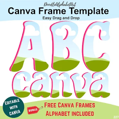 Editable frame Canva frame preview for Canva Frames Cascading Alphabet Valentin