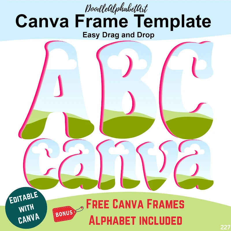 Editable frame Canva frame preview for Canva Frames Cascading Alphabet Valentin