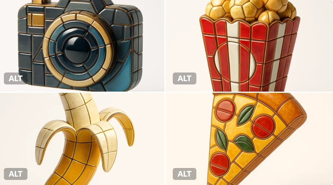 Convierte cualquier emoji en una lujosa escultura 3D de mosaico de esmalte.