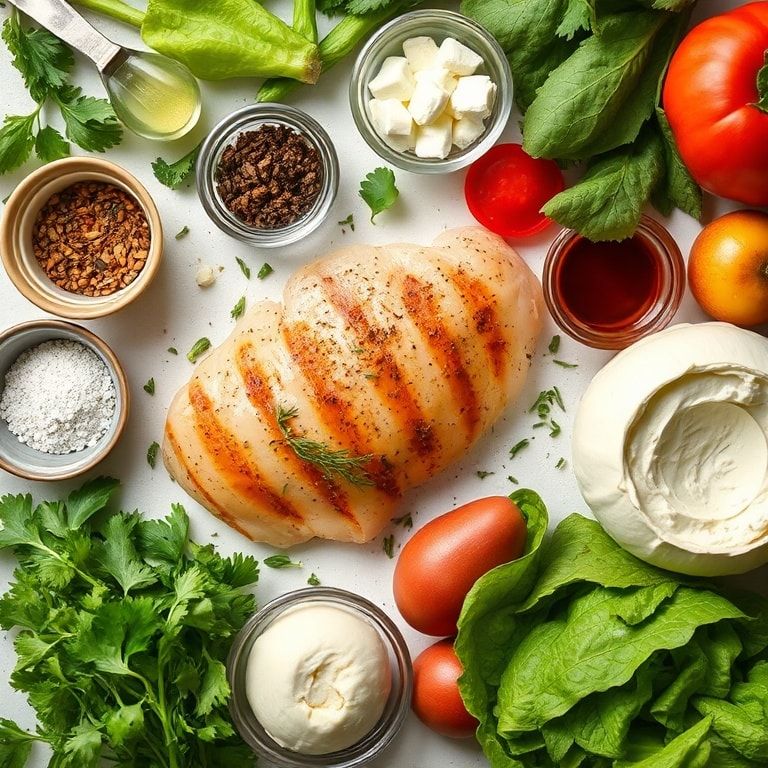 Ingredients for Easy Baked Chicken Salad with Mozzarella and Balsamic: A Quick and Family-Friendly Dinner