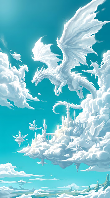 Surreal Skyscape with Fantastical White Clouds - Free mobile Wallpaper