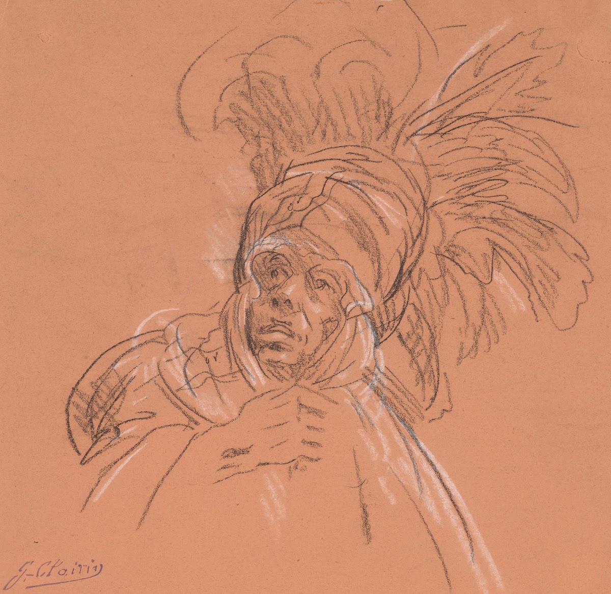 Theatrical Figure with Feathered Headdress