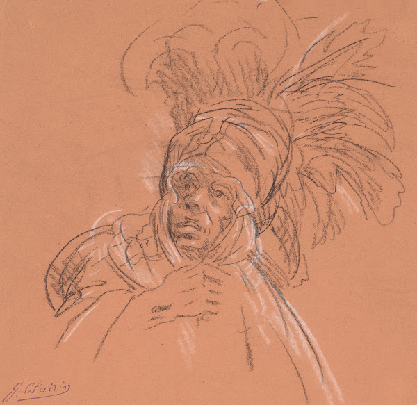 Theatrical Figure with Feathered Headdress