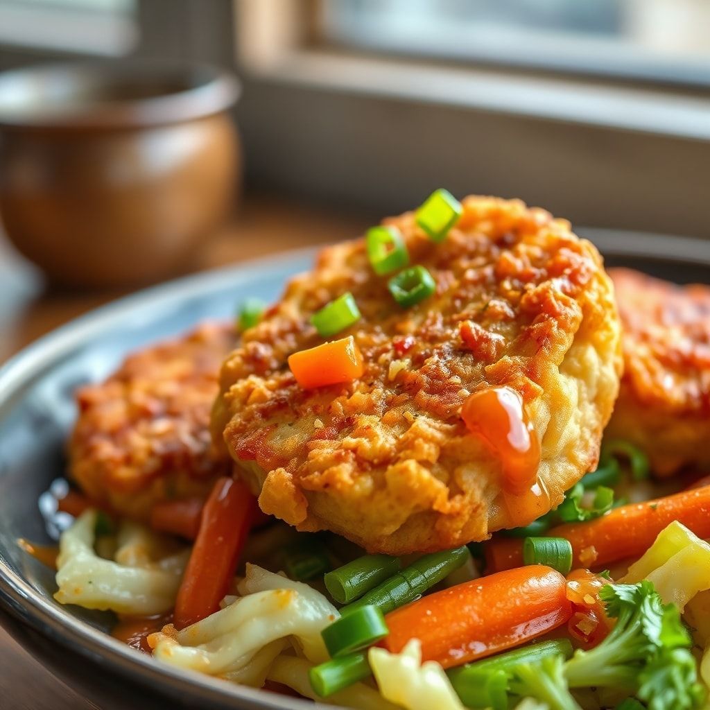Crispy Cabbage Fritters with Carrots and Scallions – Easy Weeknight Favorite finished