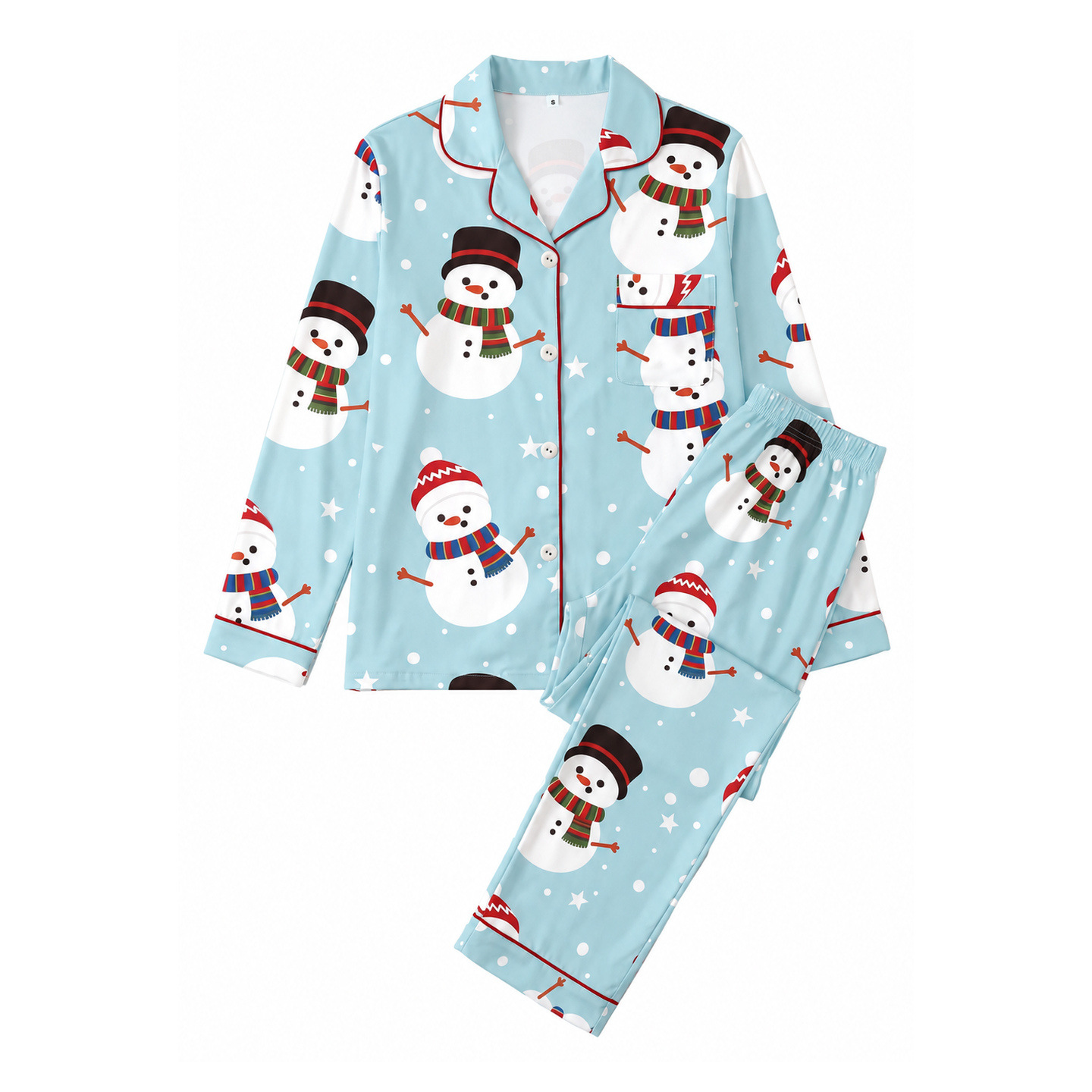 Women's loungewear, long sleeve, Christmas motif, silk
