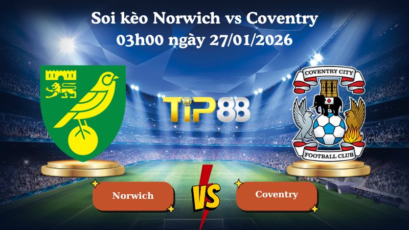 soi kèo Norwich vs Coventry 03h00 ngày 27/01/2026