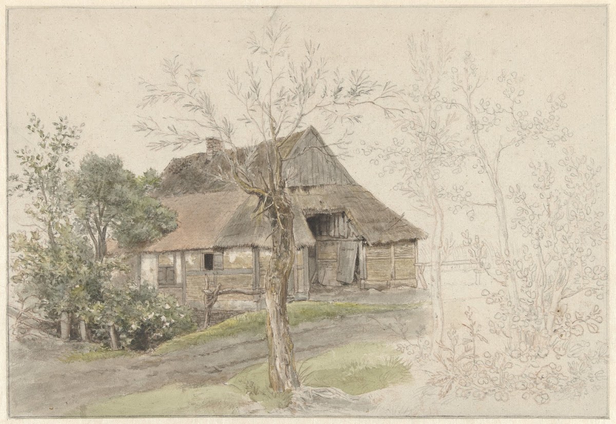 Boerenhuis met bomen te Delden 1810