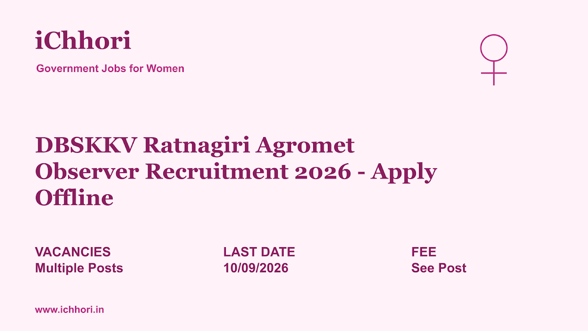 DBSKKV Ratnagiri Agromet Observer Recruitment 2026 - Apply Offline - iChhori