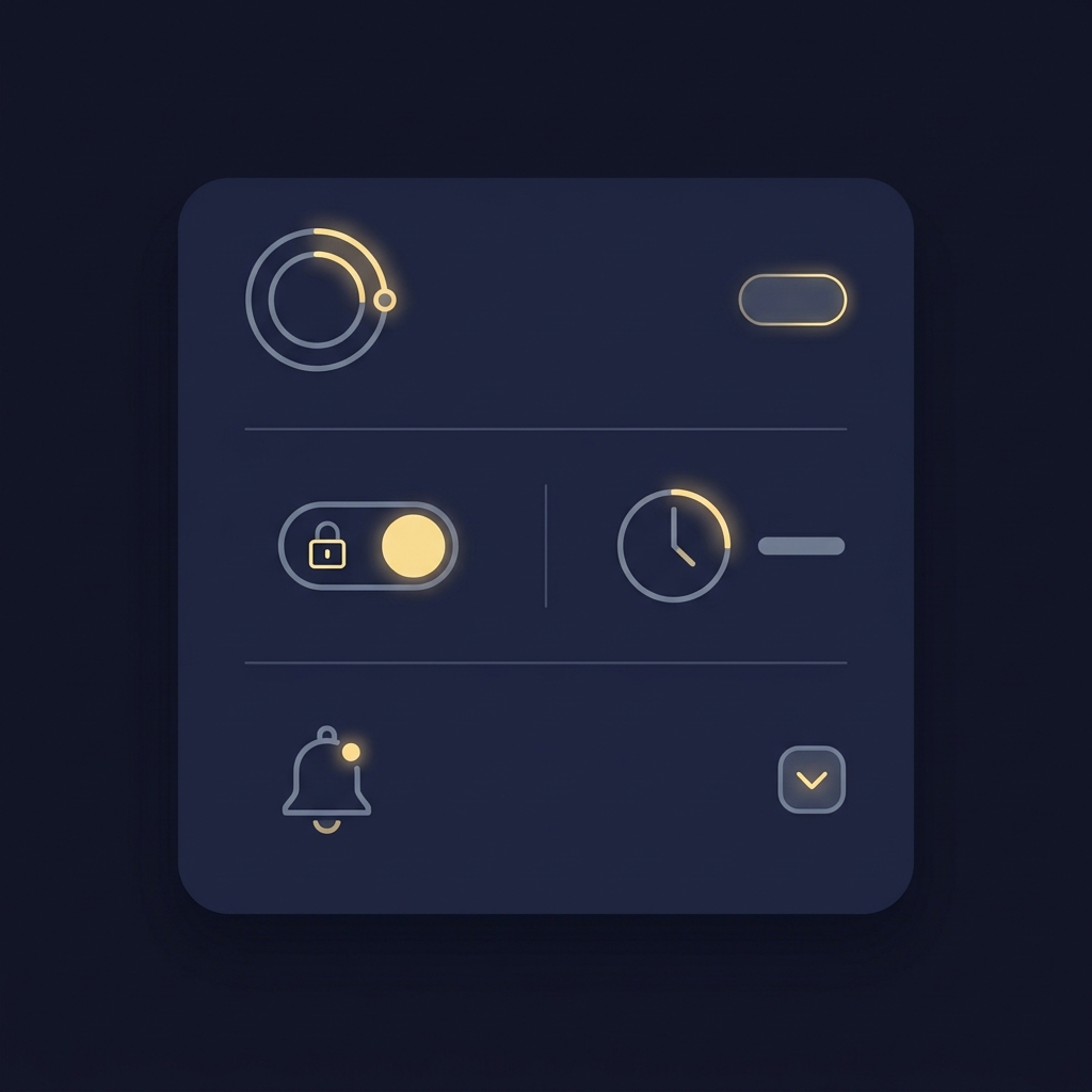 Minimalist 2D vector app settings screen showing deposit limit dial self exclusion toggle time limit and reality check icons in Funded Plays colors for trusted online betting sites