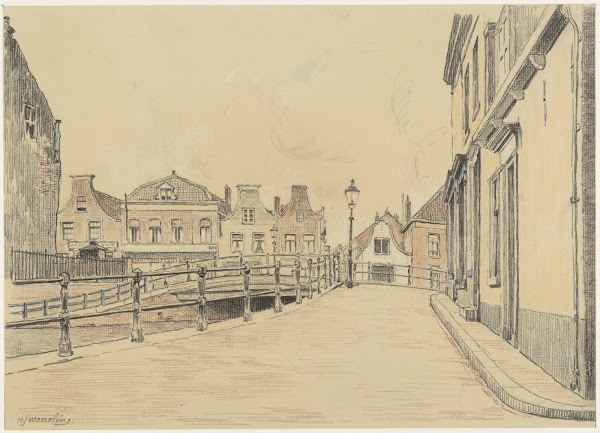 Korte Brug westzijde met Korte Spaarne en Burgwal 1930