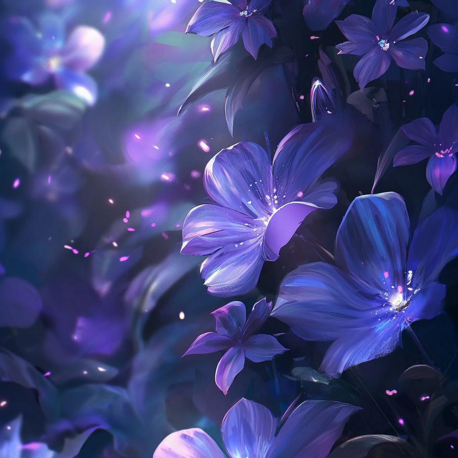 Download Glowing Purple Fantasy Flowers iPhone