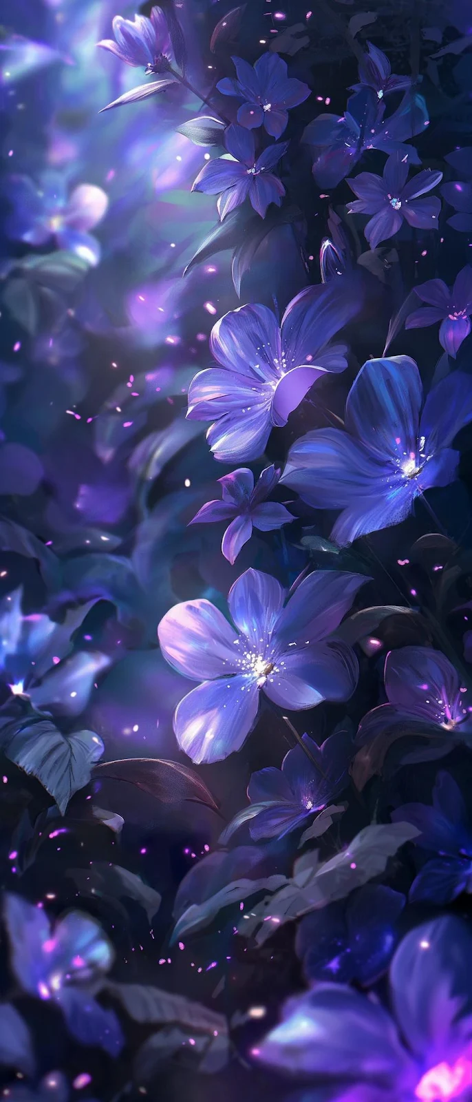 Glowing Purple Fantasy Flowers - Digital Fantasy Art iPhone Wallpaper (926x2160)