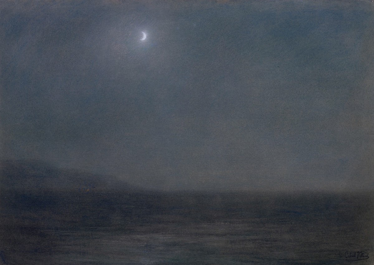 Night Landscape with Sky and Crescent Moon c 1890