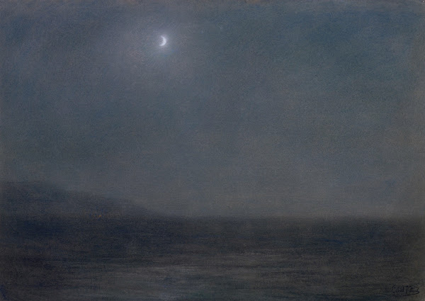 Night Landscape with Sky and Crescent Moon c 1890