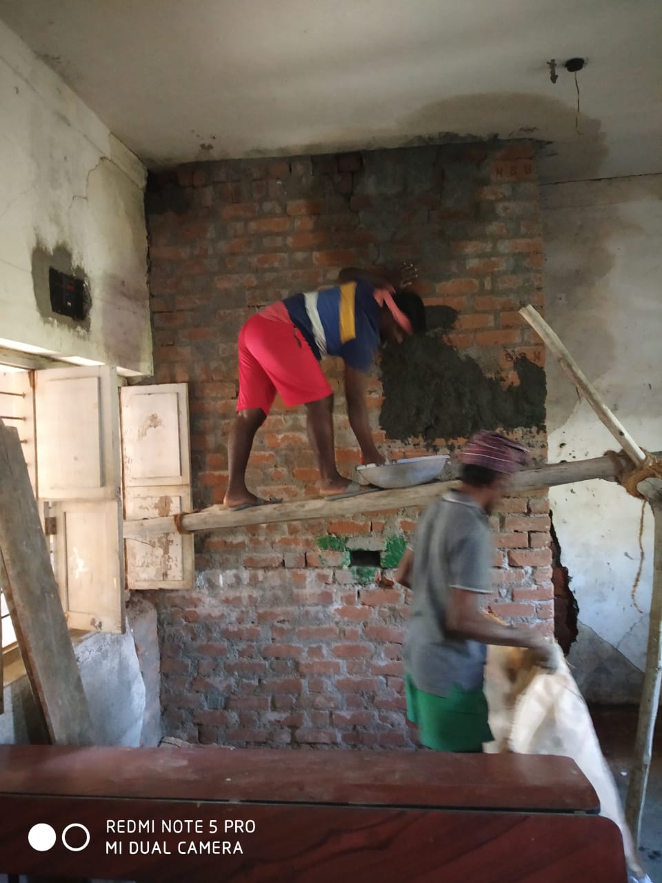School restoration construction work in progress