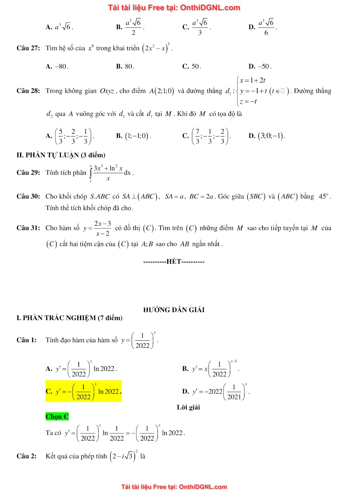 16 Đề ôn DGNL Sư Phạm HN môn toán - có đáp án