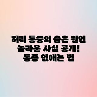 허리 통증 원인, 통증 완화 방법, 건강한 자세, 2023 허리 건강, 운동과 허리 통증