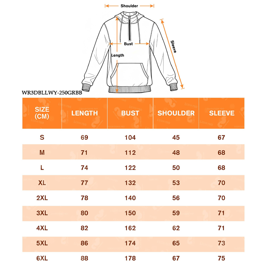 AOP Fleece 3D Half Zip Hoodie 250G Japanese Fabric-WR3DBLLWY-250GRBB\